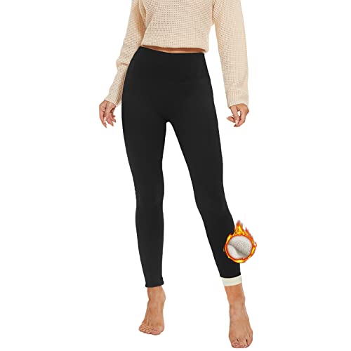 AMIYOYO Thermo Leggings Damen Gefüttert Leggings Fleece Thermohose Verdickte Plüsch Leggins Blickdicht Samt Thermounterwäsche Warm Strumpfhose Winter