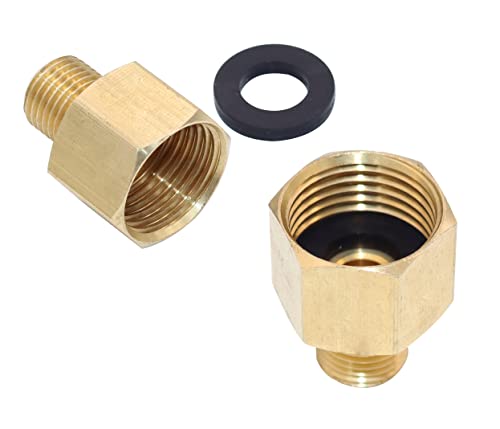 METER STAR 2 Stück 1/2" Flare auf 1/4" Linksgewinde, Gasschlauchverbinder aus Messing, Adapter für Gasherd 1/2" rechtes Innengewinde auf linkes Außengewinde 1/4", Adapter für Gasherde oder Kochfelder