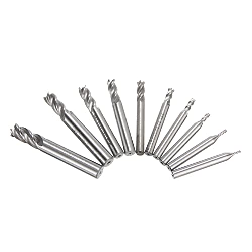 JCVHVOPOK 10 Teile/Satz 4 Flötenendmühle HSS. Gerade Schaft-Bohrer-Fräser-Werkzeug for CNC Werkzeuge 1,5-10mm. Fräser