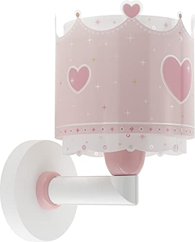 Dalber kinder Wandlampe kinderzimmer, Kinderlampe Wandleuchte Little Queen Krone rosa, 61109, E27