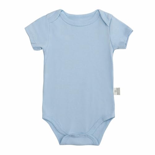 OBiQuzz 6 Farben Einfarbig Baby Baumwolle Kurzarm Dreieck Kletteranzug Baby Sommerkleidung 3 24M Strampler Mädchen 50 (Blue, 12-18 Months)