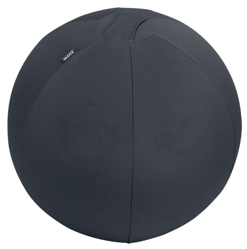 Leitz Ergo Active Sitzball, Ergonomische Alternative zum Bürostuhl, Gymnastikball, 55 cm Durchmesser, Anti-Wegroll-Funktion, Stoffbezug, Für Büro oder Home Office, Ergo-Serie, Dunkelgrau, 65410089