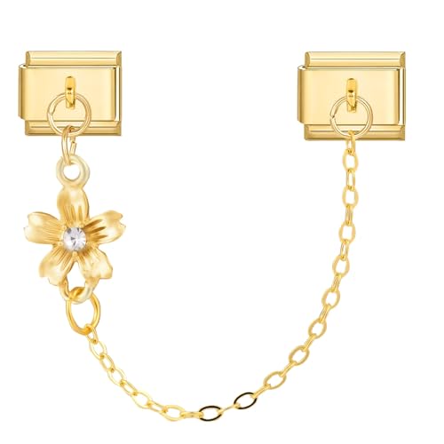MJARTORIA Italian Charm Bracelet Charms Anhänger Gold DIY Abnehmbar 9mm Edelstahl Module für Italienische Armband Glieder Charms Armbänder Geschenk für Damen Mädchen Diamant Gold