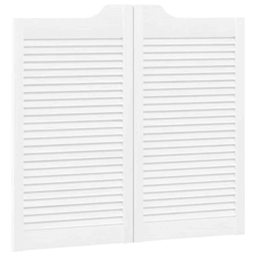 vidaXL Schwingtüren Lamellen-Design 1-Paar Weiß 90x100 cm, Saloontüren, Bartüren, Scharniertüren, Schwingtüren für Cafés, Flügeltüren