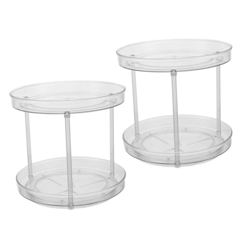 GLEAVI 2St Aufbewahrungsregal für zu Hause Schminktisch Organizer Gewürzständer küchen gewürzregal rotierendes Make-up-Tablett rotierender Organizer Küchenwaren das Haustier Transparent