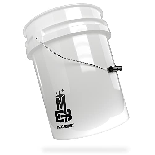 Magic Bucket | Wascheimer für Auto Handwäsche Weiß | 5 US GALLONEN ca. 20 Liter | kompatibel mit Grit Guard, Detail Guardz Dirt Lock, Chemical Guys Dirt Trap, Gamma Lids Deckel