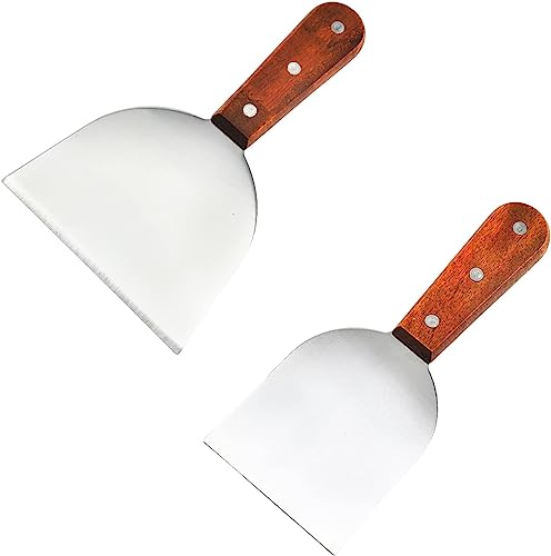 Plancha spachtel Grillspachtel Grillspachtel edelstahl Edelstahl Mit Genietetem Holzgriff Pfannenwender edelstahl Steakschaufel FüR KüChen Food Service, Reinigungsmittel, Grillrestaurants