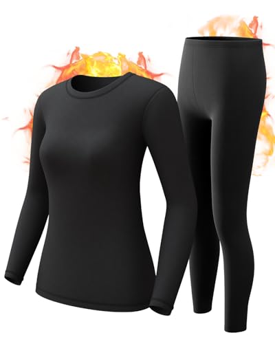 CL convallaria Thermounterwäsche Damen Atmungsaktiv Thermoaktiv Funktionsunterwäsche Innenfleece Skiunterwäsche Weich Thermo Unterwäsche Set