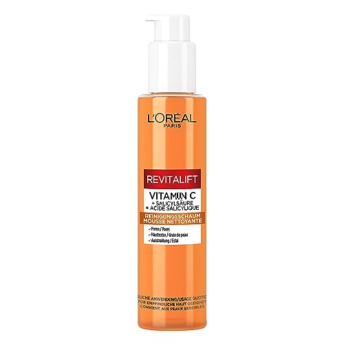 L'Oréal Paris Vitamin C Reinigungsschaum für gereinigte und frische Haut, Mit Vitamin C und Salicylsäure, Sichtbare Ergebnisse ab der ersten Anwendung, Für alle Hauttypen, Revitalift Clinical, 150 ml