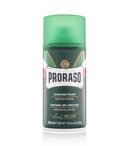 Proraso Shaving Foam, 300 ml, erfrischender und belebender Rasierschaum für Männer mit Eukalyptusöl und Menthol, Made in Italy, Grün, aromatisch