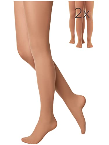 Conte elegant Princess Schicke Kinderstrumpfhose - Alltagsstrumpfhosen - Ballettstrumpfhosen - Ballett Strumpfhose Kinder - Tanzstrumpfhose für Mädchen - 40 DEN - 128-134 - Beige - 2 Stück