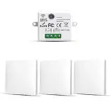 RF433 Funk Lichtschalter Set, Funkschalter Batterielose, Funk-Sender-Sicherheitsschalter und Empfänger-Controller 10A, Funk Schalter 240V, Wandlichtsschalter, Funk-Lichtschalter (3 Way Kit)