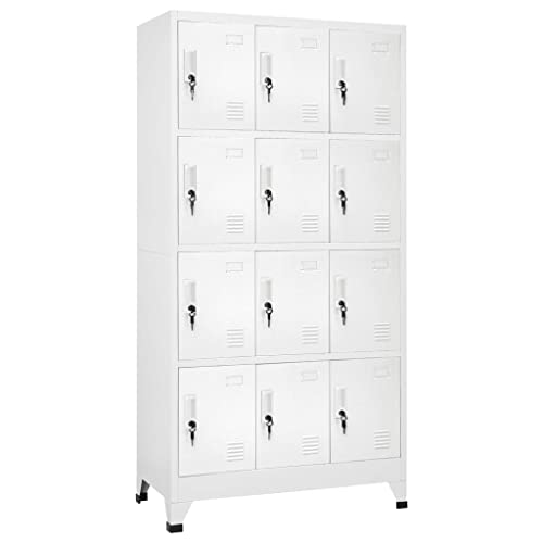 vidaXL Umkleideschrank mit 12 Fächern Lüftungsöffnungen Schließfachschrank Stahlschrank Schrank Wertfachschrank 90x45x180cm Grau Stahl