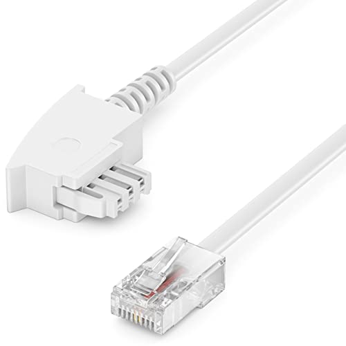 deleyCON 2m Routerkabel TAE-F auf RJ45 (8P2C) Anschlusskabel Kompatibel mit DSL ADSL VDSL Fritzbox Internet Router an Telefondose TAE - Weiß