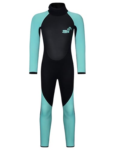 Fldy Kinder Neoprenanzug Jungen 3mm Lang UV Schutz Ganzkörper Neopren Bademode Zum Schwimmen Surfen Hellgrün 122-128