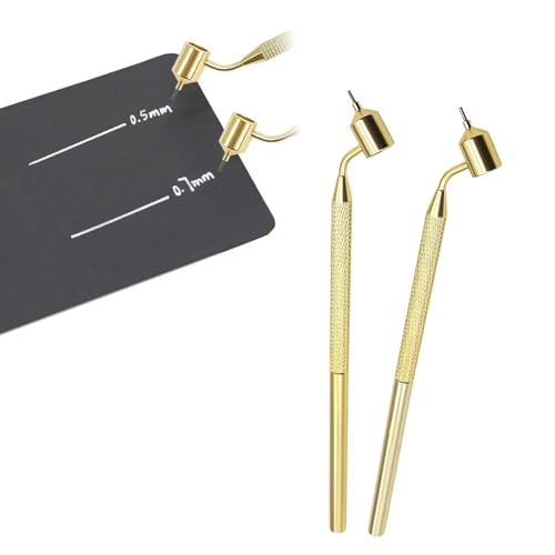2 Stück Fluid Writer Pen - Schräger Feinlinien-Malstift, Messing Tragbares Zeichenwerkzeug für Kratzer, Schräger Fine liner Painting Gold, für Kratzer, Autos, Schränke, Kretzer Reparieren 0,5mm/0,7mm