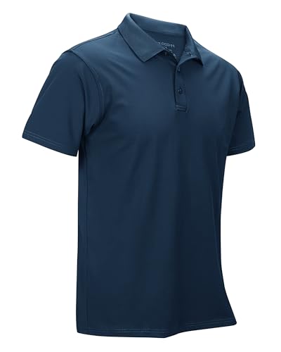 33,000ft Herren Poloshirt Golf Shirt UPF50+ Sonnenschutz Sommer Kurzarm Tshirts Schnelltrocknend Performance Sportshirt Outdoor Einfarbige Polohemd für Männer zum Golfen Tennis Dunkelblau 2XL