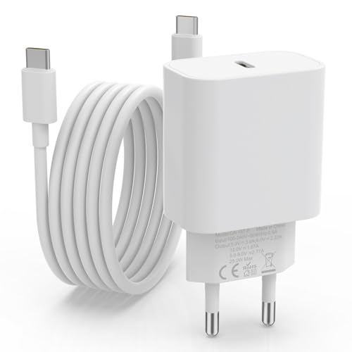 USB C Ladegerät 25W mit USB C Kabel 2M für iPhone 15 Pro Max Plus iPad air Samsung Galaxy Stecker Samsung ladekabel USB c Netzteil Samsung Schnellladegerät Schnellladekabel Fast Charger (Weiß, 1pack)