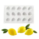 15 LöCher Zitrone Formen Zitrone Desserts Form Zitrone Backwaren Form Silikon Kuchenform Zitrone für Muffins,Cupcakes,Kuchen,Pudding,Eiswürfel und Gelee,Brotbackform,3D Backformen DIY Mold(Zitrone)