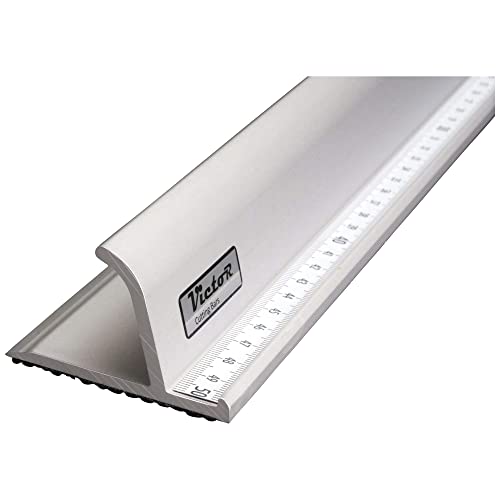 VictoR Bar Schneidelineal 50cm aus Aluminium Profi-Ausführung rutschsicher - Metall Lineal - Aluminium Lineal - Schneidelineal mit Stahlkante - Stahllineal 500mm - Lineal 50cm - Schneiderlineal