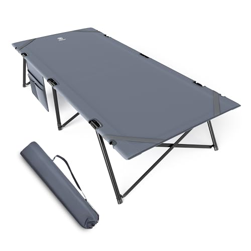 EVER ADVANCED Feldbett Klappbar XXL Campingbett 200KG Belastbar Klappbett 214 x 79 x 50 cm, Breite Feldbett mit Seitentasche, Stabil & Tragbar für Camping Reisen Garten Outdoor und Indoor