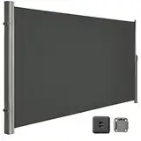 LARMNEE Seitenmarkise, ausziehbar, 160 x 400 cm, Sichtschutz, Sonnenschutz, Blickdicht, Seitenrollo, für Balkon, Terrasse, Garten, Anthrazit EBK164BP02