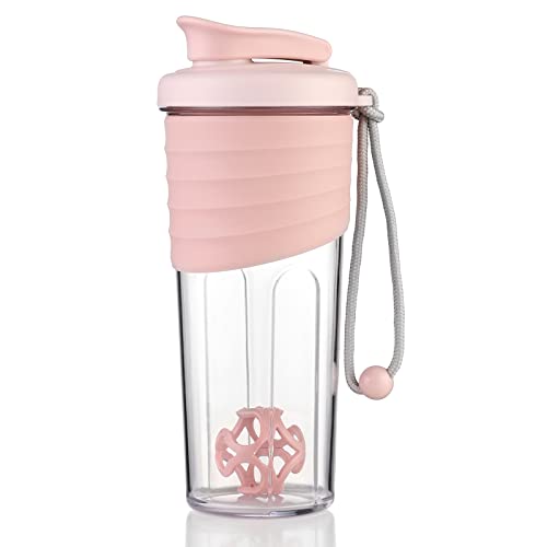 OUOUMUF Protein Shaker,shaker für proteinshakes- für super cremige Fitness Eiweiß Shakes,shaker proteinshaker 700ml - Langlebiger, Auslaufsicherer, Geruchsneutraler Shake Becher BPA-frei(Rosa)