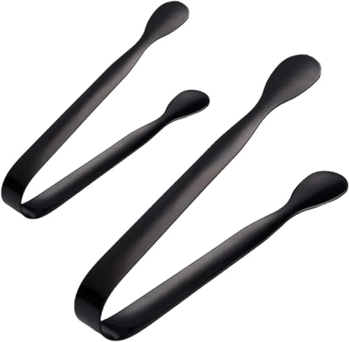 2Pcs Schwarz Edelstahl Zuckerzange Set,Zuckerzange,Candy Salat Eiswürfelzange Süßigkeiten Zange Servierzange für Hochzeit Party Candy Bar Büfett Grill,Löffel,Spachtel and Pfannenwender,Zangen