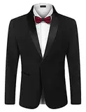 COOFANDY Herren-Smokingjacke, Ein-Knopf-Kleid, Blazer-Jacke für Hochzeit, Abendessen, Abschlussball, Party, Schwarz, S