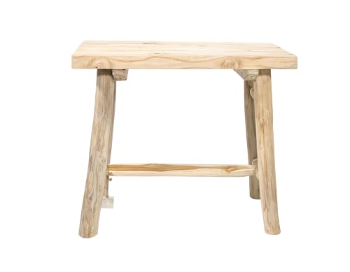 mgc24 Teakholz-Hocker - Stabiler 4-Bein Blumenständer aus Massivholz, handgefertigt aus Echtholz, vielseitig & pflegeleicht, vormontiert - Perfekt für Wohnzimmer, Garten, Deko - 40,5 x 20,5 x 38,5 cm