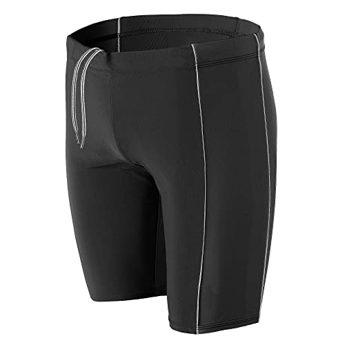 Aquarti Herren Lange Badehose mit Kontrast-Paspel Jammer, Farbe: Schwarz/Grau, Größe: M