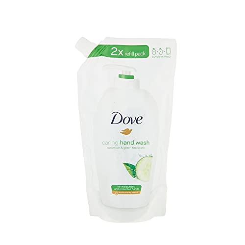 12 x Dove Eco-Ricarica Gurke und Grüntee Flüssigreiniger feuchtigkeitsspendende Seife Hände Revitalisierende Wirkung - 12 Nachfüller à 500 ml