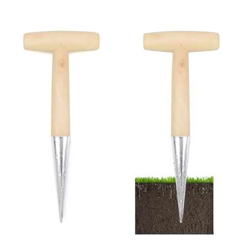 PARFCO 2 Stück Zwiebelpflanzer, 29 cm Blumenzwiebeln Pflanzhilfe mit Skala, Zwiebel Pflanzhilfe mit T-Griff, Blumenzwiebelpflanzer, für Säen, Umpflanzen Sämlingen und Düngen