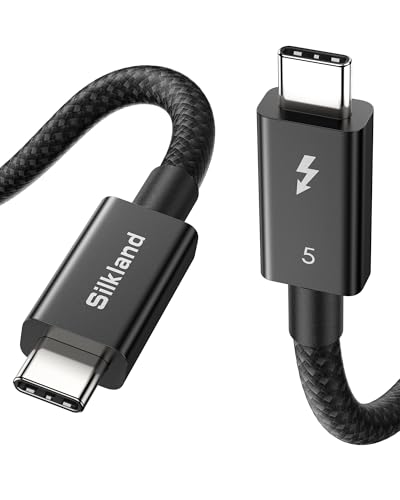 Silkland Intel-Zertifiziert 80Gbps Thunderbolt 5 Kabel 1M Prime Geflochten, bis zu 120Gbps mit Bandwidth Boost, Dual 8K/6K, 240W Schnellladen, Kompatibel mit Thunderbolt 4/3, USB4, MacBook M4 Pro, SSD