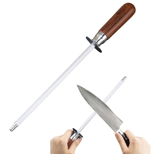 Yemiany Wetzstahl Für Messer, Wetzstahl Wetzstab, Messerschärfer hoher Härte 30cm,Ergonomischer Farbiger Holzgriff Messerstahl Für Messerschärfstöcke in Der Küche Und Im Restaurant