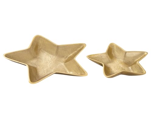 Amago home Dekoschalen Stern 2er Set Starlight Weihnachtsdeko Aluminium Farbe Gold