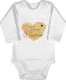 Baby Body langarm Mädchen Junge - Aufdruck selbst gestalten - Dein Wunschtext I Geschenk personalisiert I Weihnachten I Vatertag I Muttertag I Geburtstag - 3/6 Monate - Weiß - vatertagsbody