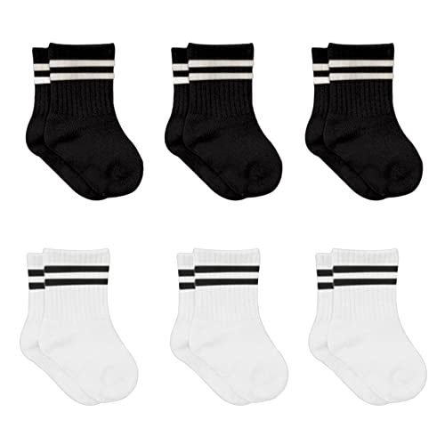 bistyle Baumwolle 6 Paar Baby Socken für Neugeborene Säugling 0-3 Monate bis 2-3 Jahre | Duftend Baby Socken | Jungen Mädchen Kleinkind Socken (as3, age, 12_months, 24_months, Schwarz (Gestreift))