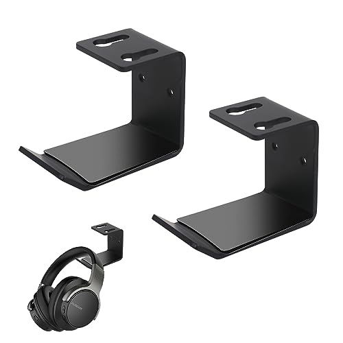 Jortmrd 2 Stück Kopfhörer Halterung Universal Kopfhörer Haken Wandhalterung Gaming Headset Ständer unter Dem Schreibtisch Kopfhörerhaken Headphone Hook (Schwarz)