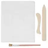 PH PandaHall Buchbindetuch Set Bindewerkzeug Set Mit 2 Blatt 3 m Weißem Baumwolltuch Buchtuch 2 Stück Falzbein Papierfalzeisen 1 Bürsten Für DIY Buchbinden Basteln Nähen