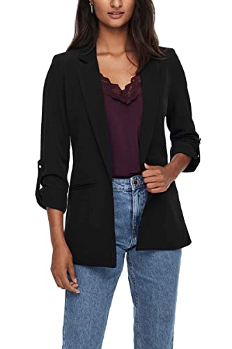 ONLY Damen Blazer ONLKayle Orleen Sakko mit Dreiviertel-Ärmeln 15218743 Black 36