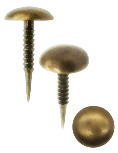 FUXXER® - 100x Antike Rund-Kopf Nägel, Reiß-Zwecken, Dekor-Nägel, Zier-Kopf-Nägel, Polster-Nägel, Möbel-Nägel, Vintage Messing Bronze Antik Optik, 15 x 8 mm, 100 Set