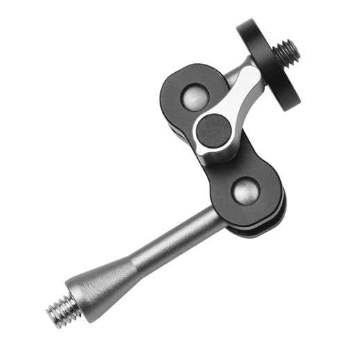 AYNEFY 1/4 Zoll Magic Arm Extension Bracket mit Ballkopf für die Montage von Videokontrollen LED -Licht, Aluminiumlegierung, Schwarzgrau, Outdoor Vlog und Live -Streaming (Packung von 2)