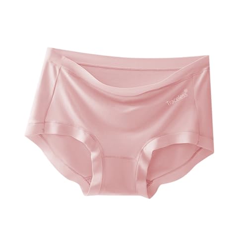 Unterwäsche Hautfarben Damen nahtlos, mitteltailliert, atmungsaktiv, einfarbig, dreieckig Atmungsaktive Männer(Rosa,XL)