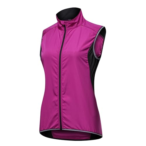 SMTSEC Fahrradweste Damen Reflektierend Winddicht Windstopper Laufweste Wasserdicht Atmungsaktiv MTB Warnweste Fahrrad Ärmellose Weste Jacke Radweste Leicht Softshellweste Sportweste,Purple-S