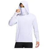 Sun Hoodie Herren UV-Schutz Langarm T-Shirt mit Maske und Daumenloch Sommer UPF 50+ Kapuzenpullover Sonnenschutz Kapuzenshirt Langarmshirt Schnelltrocknend Funktionsshirt Atmungsaktives Rashguard