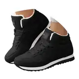 ticticlily Unisex Winterschuhe Damen Herren Warm Gefüttert Sneaker Leicht Winterstiefel Wildleder Winter Kurzschaft Stiefel Schneestiefel Rutschfest B Schwarz 45 EU