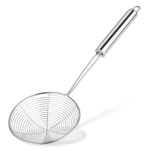 1 Spider Küche Stück Sieb Spider Skimmer Edelstahl Schlitzlöffel Drahtskimmer Schöpfkellensieb mit Griff Kochabschäumer Pasta Siebe für Pasta, Küche Kochen und Braten Von Speisen