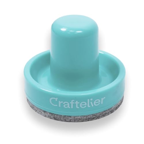 Craftelier - PressWerkzeug für Stempelplattform | Ideal für Scrapbooking- und BastelProjekte | Farbe Türkis - bequem - Durchmesser der Oberfläche 7,3 cm