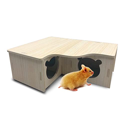 Eyksta Hamster Haus Holz, Mehrkammernhaus, Spielplatz, Haus für Zwerghamster, Rennmäuse, Degus, (22.5 * 18 * 8 cm)